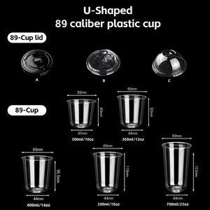 Bicchieri in PET Trasparente a Forma di U con Coperchio, Design Personalizzato con Logo, per Bevande Fredde, Caffè, Tè al Latte, Soda, Acqua, Bicchieri di Plastica Usa e Getta - Product Image 4