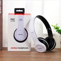 Casque sans fil BT P47 avec micro, suppression du bruit, son stéréo, écouteurs sportifs, casque de jeu compatible PC