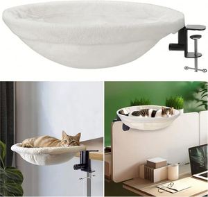 Hamac et lit de bureau réglables pour chat avec rembourrage en mousse à mémoire de forme, fausse fourrure, structure en acier, capacité de 50 lb, amovible et lavable pour petits animaux - Product Image 4