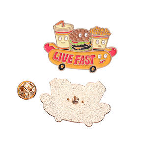 مخصص الكرتون دبوس الوجبات السريعة بروش المينا البطاطس برغر هوت دوج الصودا شارة معدنية التبعي مطعم البضائع الترويجي الهدايا التذكارية - Product Image 2