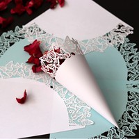 Kerucut Konfeti Bentuk Kupu-kupu Putih Potongan Laser untuk Pernikahan, Lempar Kelopak Bunga, Lempar Beras, DIY, Souvenir Pesta, Wadah Kertas, Grosir