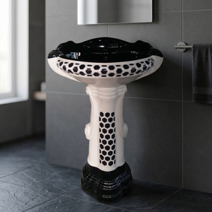 Hermoso Lavabo Rectangular Moderno de Cerámica Estilo Pedestal con Tapa de Granito para Baño de Hospital - Product Image 2
