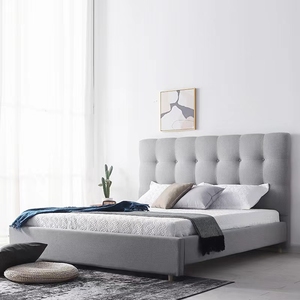 Cama de terciopelo de fácil montaje, diseño moderno, marco de cama doble de madera contrachapada gris de lujo, <span class=keywords><strong>2022</strong></span> - Product Image 3