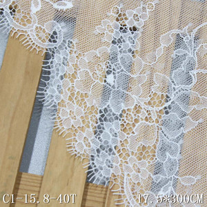 Gran oferta, tela de encaje bordado de pestañas de 17,5 cm, tela de encaje de tul de encaje inelástico para vestido - Product Image 3