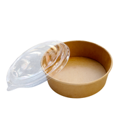 Bol à déjeuner en papier imprimé personnalisé jetable 750 ml Bols à soupe Bols à salade en papier kraft avec couvercle