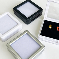 Petite boîte de présentation en verre pour diamants en vrac et pierres précieuses Conteneur de bijoux en métal avec affichage élégant
