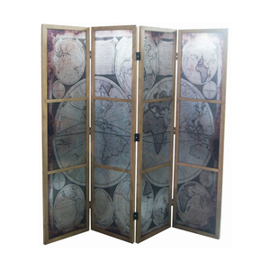 <span class=keywords><strong>Diviseur</strong></span> <span class=keywords><strong>de</strong></span> pièce <span class=keywords><strong>de</strong></span> luxe à 4 panneaux avec carte du monde sur verre miroir feuille d'aluminium cadre en bois <span class=keywords><strong>de</strong></span> sapin écran mobile pour la décoration <span class=keywords><strong>de</strong></span> la maison - Product Image 3