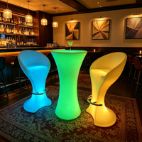 Table haute LED ronde pour événements, fêtes et jardins – Mobilier de bar lumineux pour discothèques, salons et extérieurs