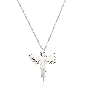 Colliers en acier titane Hip Hop Rock Phoenix pour femmes et hommes, bijoux de mode, couleur argent, pendentif oiseau Phénix séculier - Product Image 1