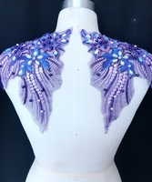 Patchs de garniture en strass avec des appliques en dentelle, pour bricolage, encolure, corsage, fleurs brodées 3D, tenue de bal, pour mariage