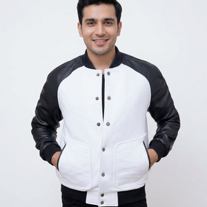 Custom Cotton Letterman <b>Jackets</b> <b>Men</b> Plus Size Multi-Color Long Sleeve <b>Baseball</b> Design Stand Button Front Breathable Winter - Product Image 1
