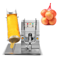 Halfautomatische elektrische netzakverpakkingsmachine voor groenten, zoals knoflook, ui, aardappel en sinaasappel.