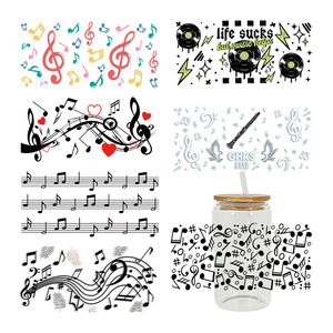 Autocollants UV DTF pour gobelets 16oz, motifs mélodies rythmiques, notes de musique, rapsodies - Product Image 3