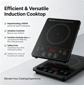 Table de cuisson à <span class=keywords><strong>induction</strong></span> tactile 2000W, puissance réelle 1350W, bobine en cuivre, minuteur LED, avec préréglages pour Roti et thé au lait, plaque vitrocéramique portable pour usage domestique - Product Image 4
