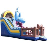 Neueste Shark Theme Outdoor Giant aufblasbare Trocken rutschen mit abnehmbarem Hindernis modul für Erwachsene und Kinder Sale