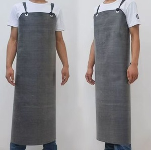 Tablier de travail en caoutchouc et polyester épaissi, résistant à l'usure, aux acides et aux alcalis, anti-huile, imperméable, gris, personnalisable, vente en gros - Product Image 4