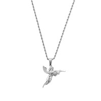 Vente en gros de bijoux en acier inoxydable hypoallergénique étanche en pvd plaqué or 18 ct pour la fabrication de pistolets collier d'anges pour hommes