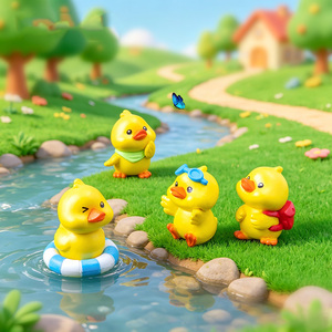Figuras de Patitos Amarillos en Miniatura, Adornos para el Tablero del Automóvil, Decoración para Jardín de Hadas, Micropaisaje, Casa de Muñecas, Bonsái, Manualidades - Product Image 1