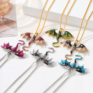 Cristal Vintage Diamant Incrusté Animal Émail Dragon Fly Collier <span class=keywords><strong>Couple</strong></span> - Product Image 5