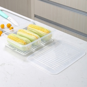 กล่องพลาสติกเก็บอาหารปลาในตู้เย็นพร้อมจานระบายน้ำแบบถอดได้สำหรับใส่ผักในห้องครัว - Product Image 3
