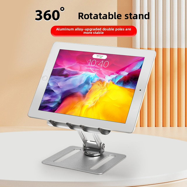 R02 New Model Mobile Phone Stand Tablet iPad Desktop Stand Multifunctional Folding Adjustable Height Rotating Metal Stand