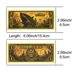ZOMBUCKS Apocalyps Dier Goudfolie Bankbiljet Set Herdenkingskaart 24K Verguld Waterdicht PVC Souvenir Nieuwigheid Kunst Cadeau - Product Image 2