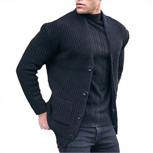 2025 Autumn Winter <b>Men</b> Solid Stand Collar Cotton & Bamboo Fiber 240g Knitted Sweater <b>Cardigan</b> - Product Image 3