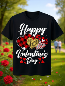 T-shirt da donna a maniche corte con stampa leopardata a cuore, girocollo, 100% cotone jersey, casual, regalo estivo per San Valentino - Product Image 2