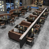Ensembles de tables et chaises de bar rétro sur mesure, éclairage musical, restaurant rétro, petit bistrot, sièges de banquette et canapés