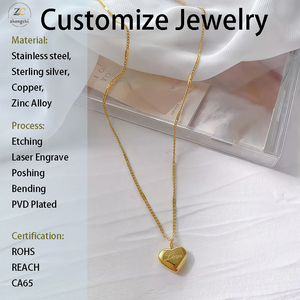 Collana Personalizzata Impermeabile in Acciaio Inox Placcato Oro 18k, Nuovo Design con Ciondolo a Cuore, Gioiello <span class=keywords><strong>Regalo</strong></span> per Coppie - Product Image 2