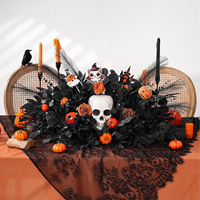 Simulasi Seri Hitam Bunga Tunggal Mawar Peony Bunga Sutra Kering Berkualitas Tinggi Dekorasi Pernikahan Halloween