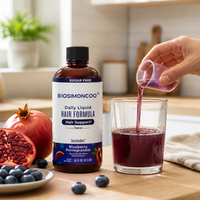 Formula Cairan Rambut Harian 473ml Blueberry Pomegranate Penunjang Pertumbuhan Rambut & Kulit Bebas Gula Suplemen Diet