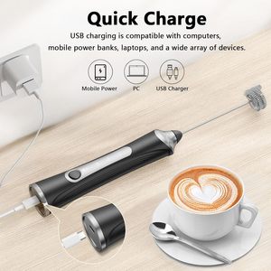 Handheld Milk Frother for Coffee & <b>Tea</b> Rechargeable 3-Speed Electric Whisk with 304 Stainless Steel Coffee & <b>Tea</b> Tools - Product Image 4