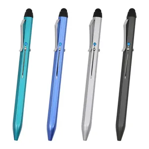 Promotional hexagon pens 4 color ink ballpoint pen with stylus