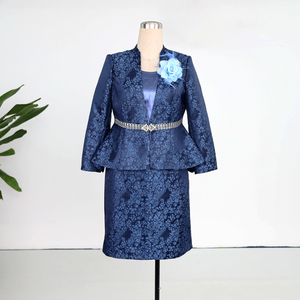 Costume de cérémonie trois pièces bleu à motifs floraux pour femme, grande taille, vêtements pour femmes, costume d'église pour événement - Product Image 1
