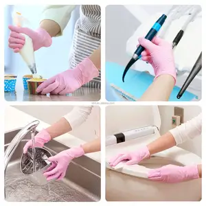 12 pouces 30 pièces gants en nitrile gants de nettoyage ménagers jetables sans poudre pour la cuisine jardinage travail beauté gants à ongles