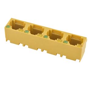 Соединитель <span class=keywords><strong>Rj45</strong></span>, 1*4 порта, полностью пластиковый, желтый со светодиодами - Product Image 4