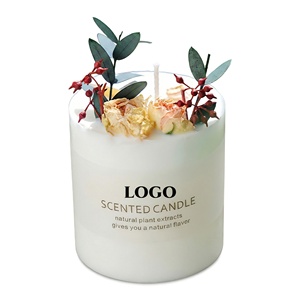 Hot Selling Flower Aromatherapy Vanilla Dried Flower Soy Wax Scented <b>Candle</b> With Glass Jar Gift Box - Product Image 6