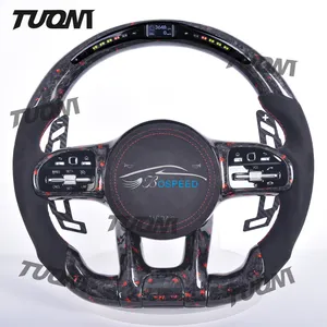 Forged Carbon Fiber LED Steering Wheel For Mercedes Benz W124 W221 W166 C300 E Class C350 CLAS550 W203 W210 W204