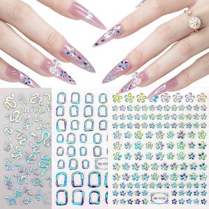 Showyboo personalizable 3D oro estampado láser <span class=keywords><strong>serpiente</strong></span> Bad Bunny Nail Art calcomanías Halloween <span class=keywords><strong>uñas</strong></span> diseñadores pegatinas DIY Stencil Nails - Product Image 1