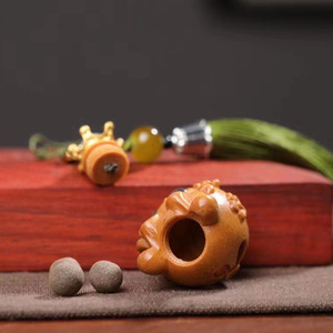 Sandalwood Carved Rabbit Sachet Pendant 2.6cm Chinese Style Phone Charm Keychain With Tassel And <b>Scented</b> <b>Balls</b> - Product Image 2