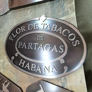 Placa redonda en relieve para hotel o empresa, señal de metal, latón, venta al por mayor, para exteriores, 1 ud.