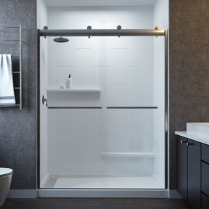 Moderne 10X20 Inch Verticale Gestapelde Blokpatroon Douche Surround Goedkope Gekweekte Marmer Op Maat Gesneden Voor Hotels - Product Image 1