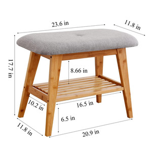 <span class=keywords><strong>Banc</strong></span> à <span class=keywords><strong>chaussures</strong></span> en bambou avec coussin, étagère de <span class=keywords><strong>rangement</strong></span> à 2 niveaux pour entrée et couloir, organiseur de <span class=keywords><strong>chaussures</strong></span> - Product Image 6