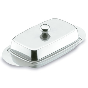 Portaburro in acciaio inossidabile con coperchio, vassoio rettangolare per uso in cucina - Product Image 1