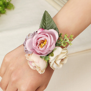 Corsage de poignet fleuri, boutonnière, bracelet de mariage pour homme, corsage pour demoiselle d'honneur et témoin - Product Image 3