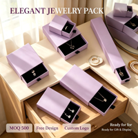 Boîte à bijoux de luxe en carton violet taro, emballage cadeau personnalisé pour ranger bagues, colliers et boucles d'oreilles, avec design gratuit