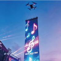 Pantalla LED Transparente Voladora para Publicidad Exterior, Pantalla Montada en Dron, Alto Brillo, Garantía de 2 Años, Uso en Eventos