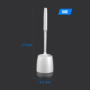 Brosse de toilette en silicone, kit de nettoyage de cuvette de toilette robuste, brosse de nettoyage de toilette à main durable avec bec verseur d'eau - Product Image 2