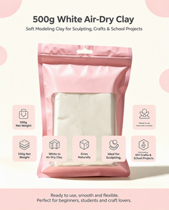 Argile à modeler blanche sans cuisson XinyiArt, argile à séchage à l'air libre 500G, argile à modeler de qualité supérieure avec sac refermable pour artiste professionnel - Product Image 4